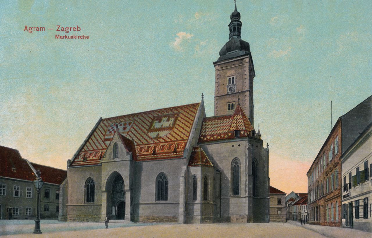 Crkva sv. Marka, Trg sv. Marka, prije gradnje zgrade Sabora, 1908. godina